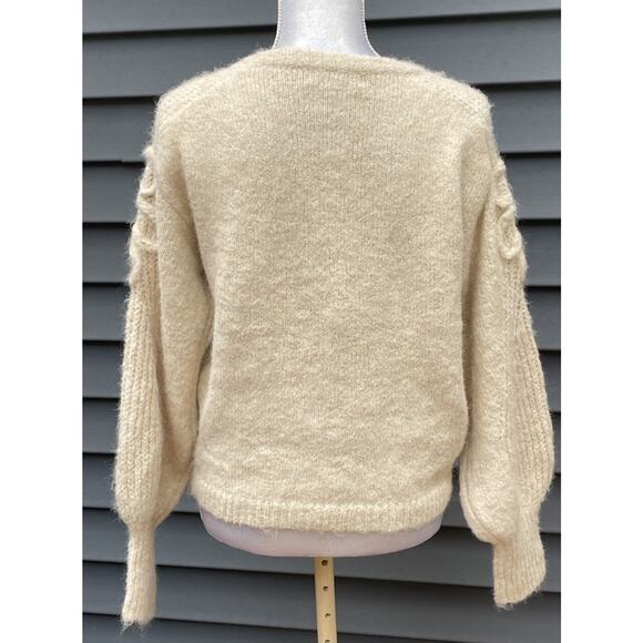Strut & Bolt Women Ecru Pullover Sweater, With Decorative Cable Knit, Sz Med - Picture 3 of 7